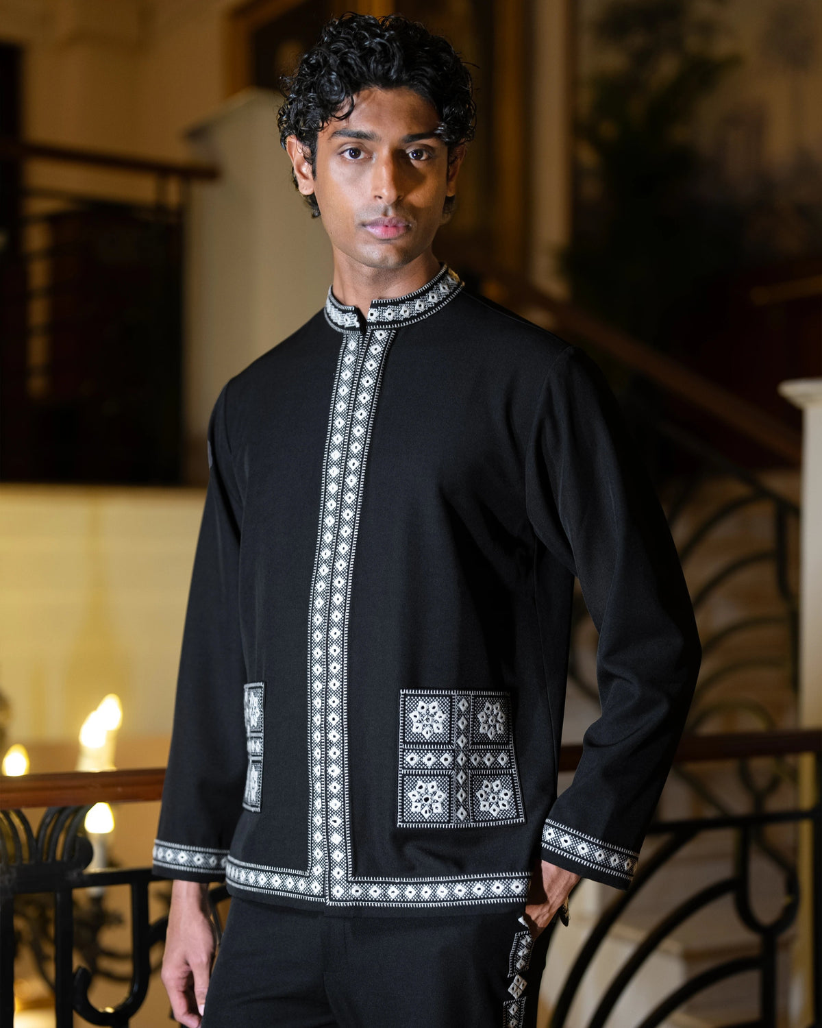Black Mirrorwork Shacket Set