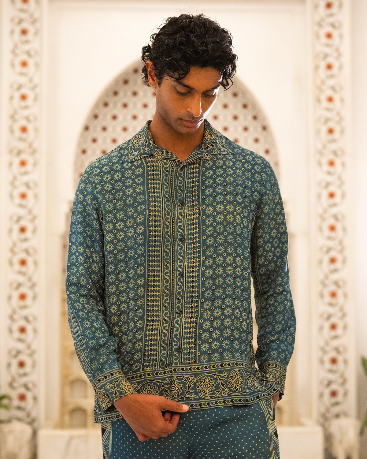 Blue Ajrakh Printed Kurta Set