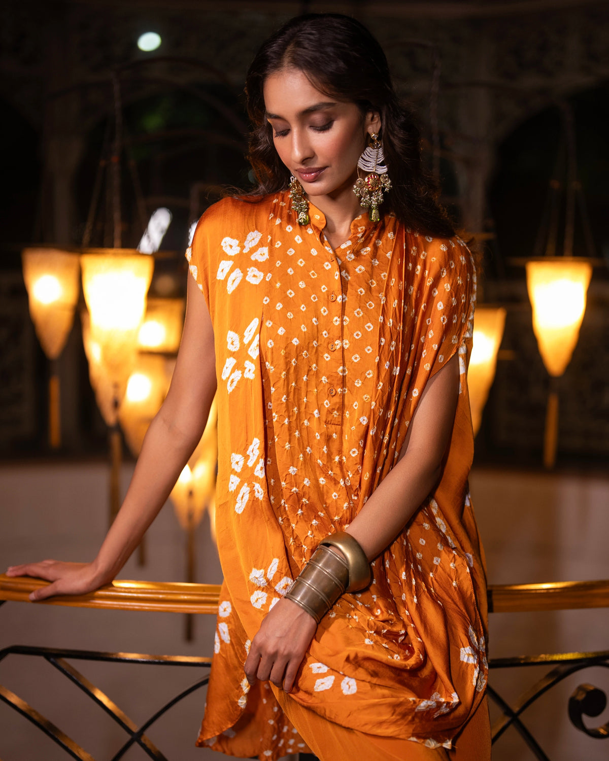 Mustard Bandhani Tulip Pant Set