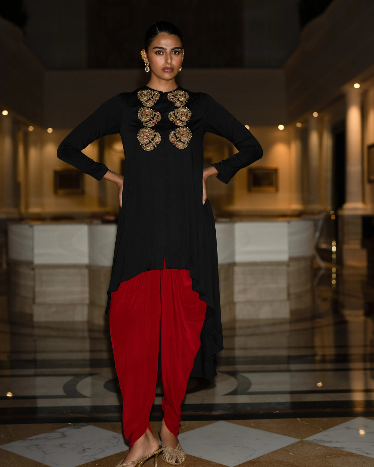 Black Crimson Tulip Pant Set