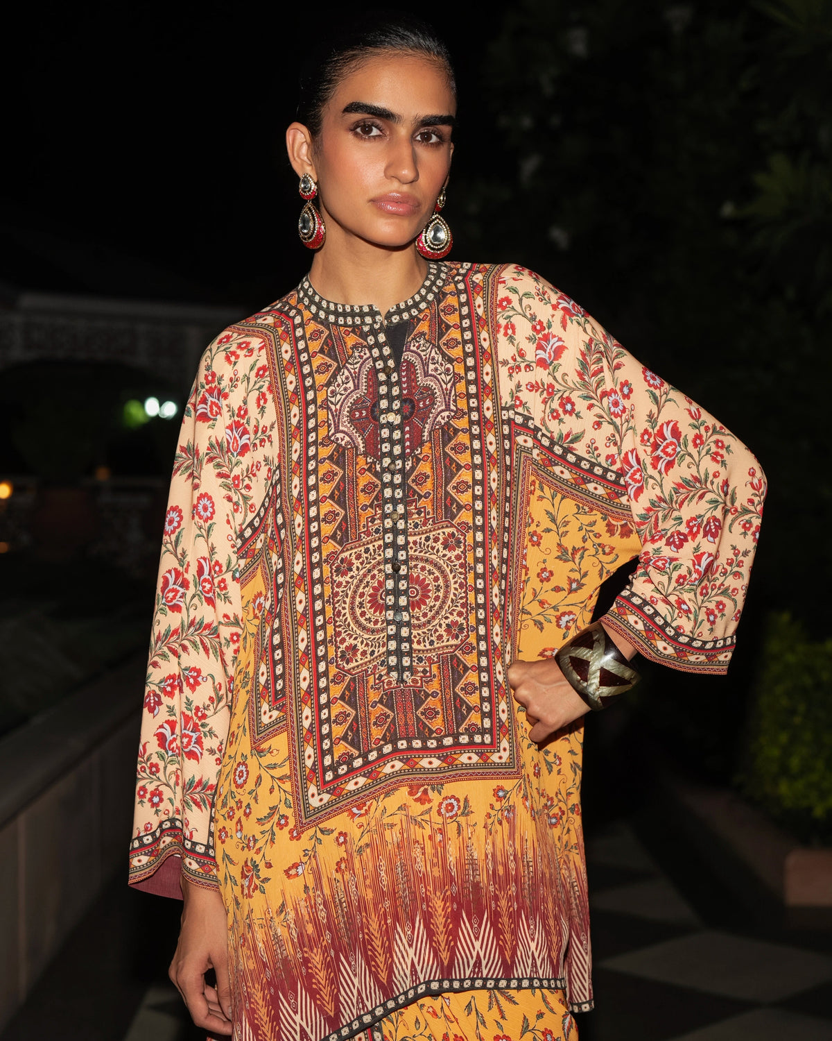 Multicolour Tribal Drape Skirt Set