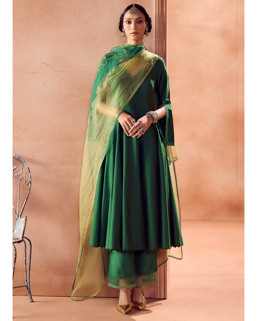 Green Anarkali Set