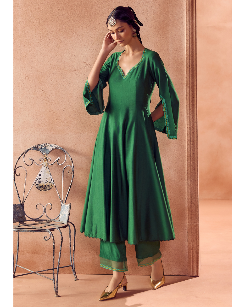 Green Anarkali Set