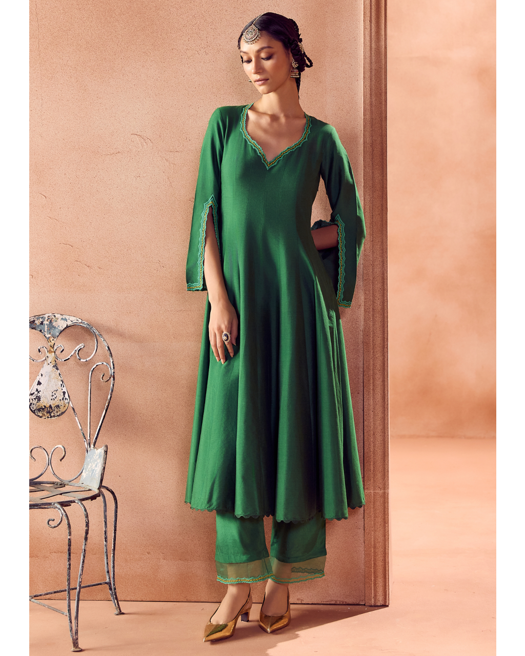 Green Anarkali Set