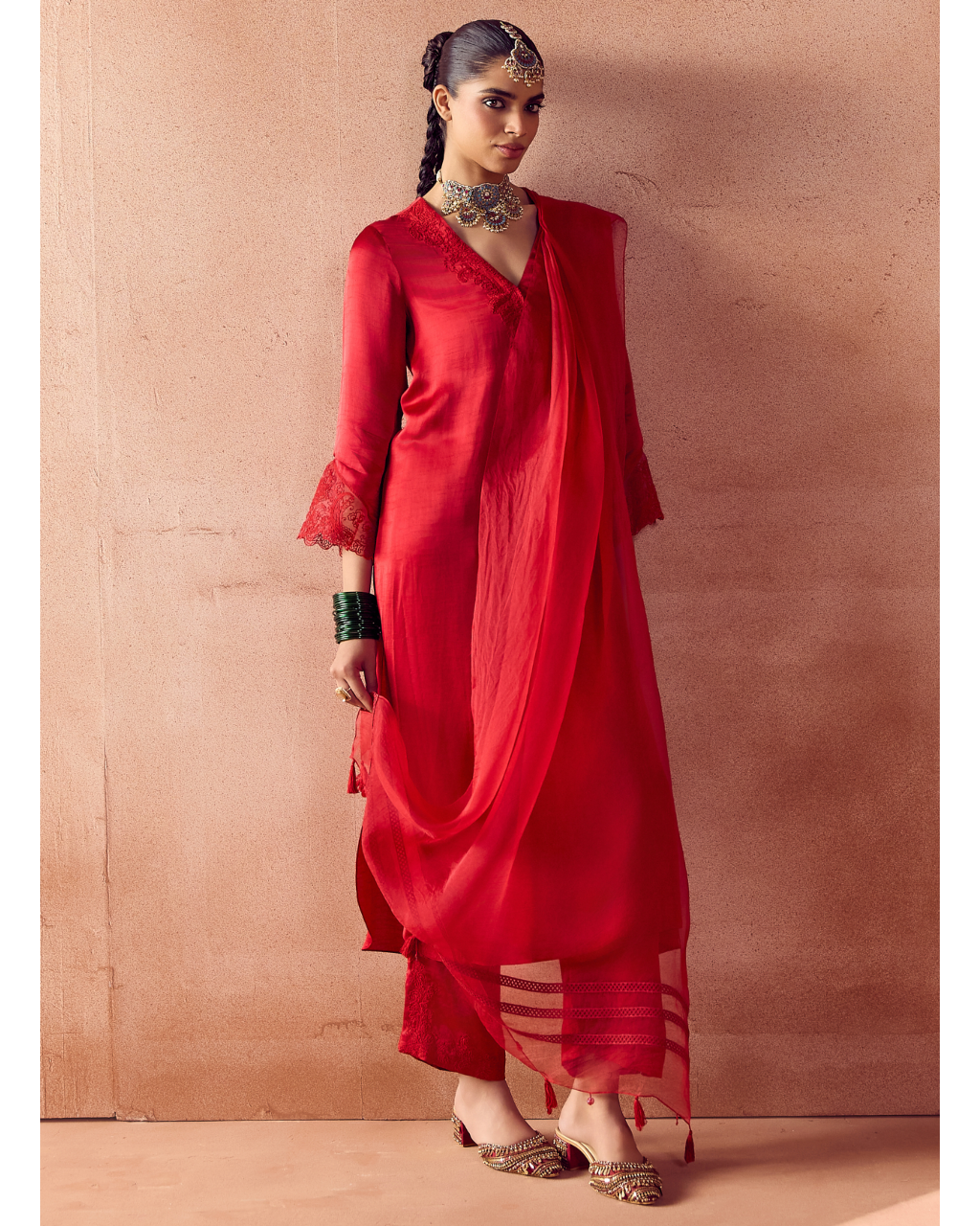 Red Kurta Set