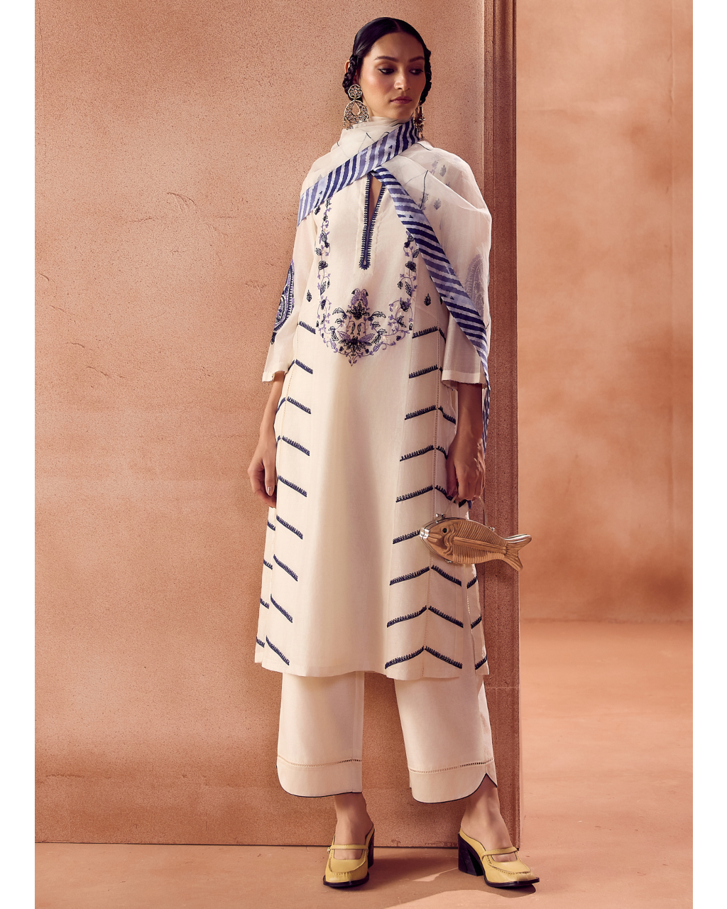 Ivory/Blue Kurta Set