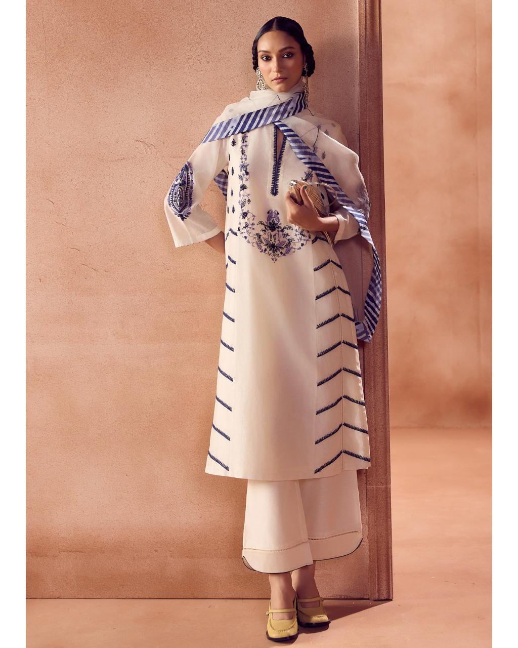 Ivory/Blue Kurta Set