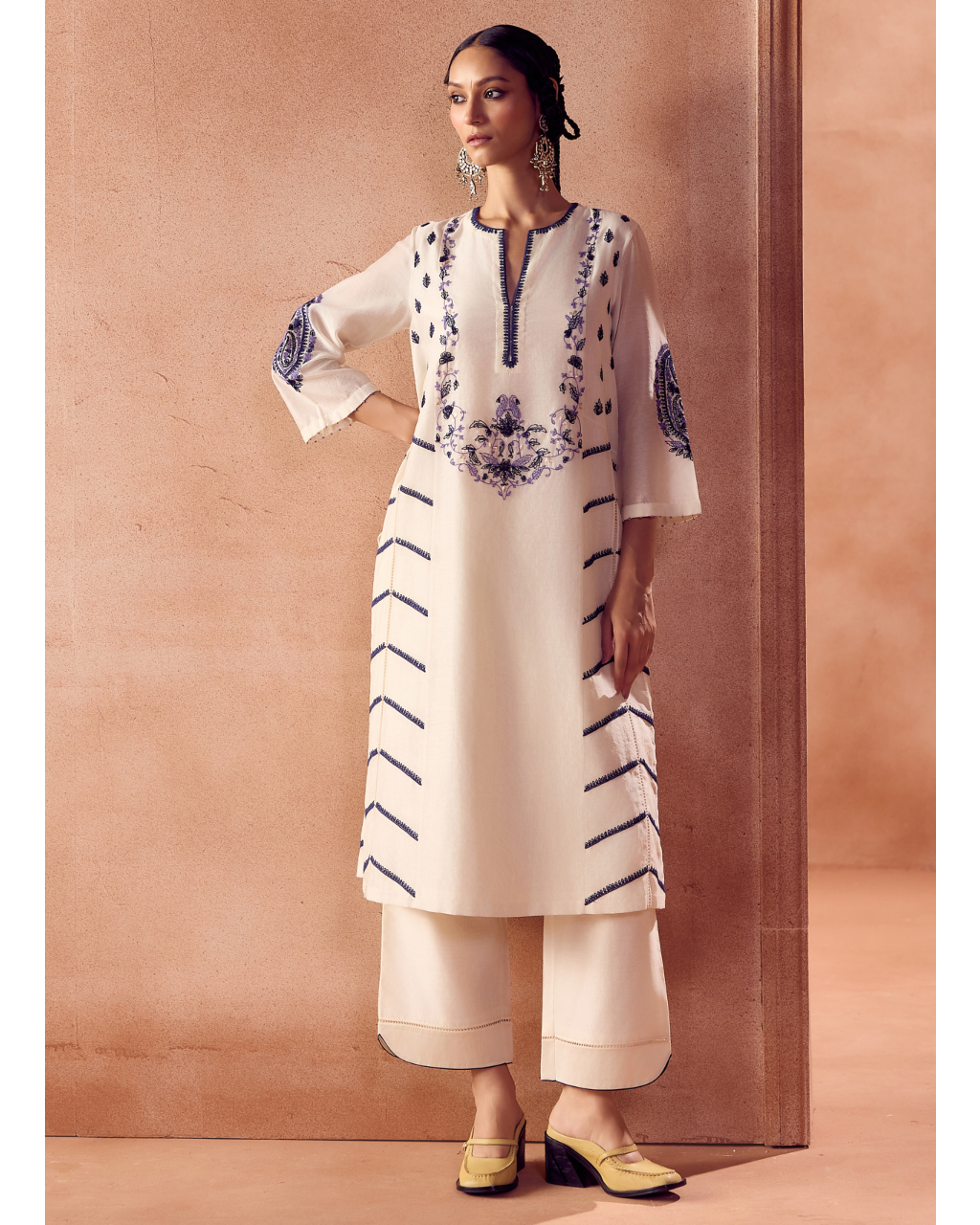 Ivory/Blue Kurta Set