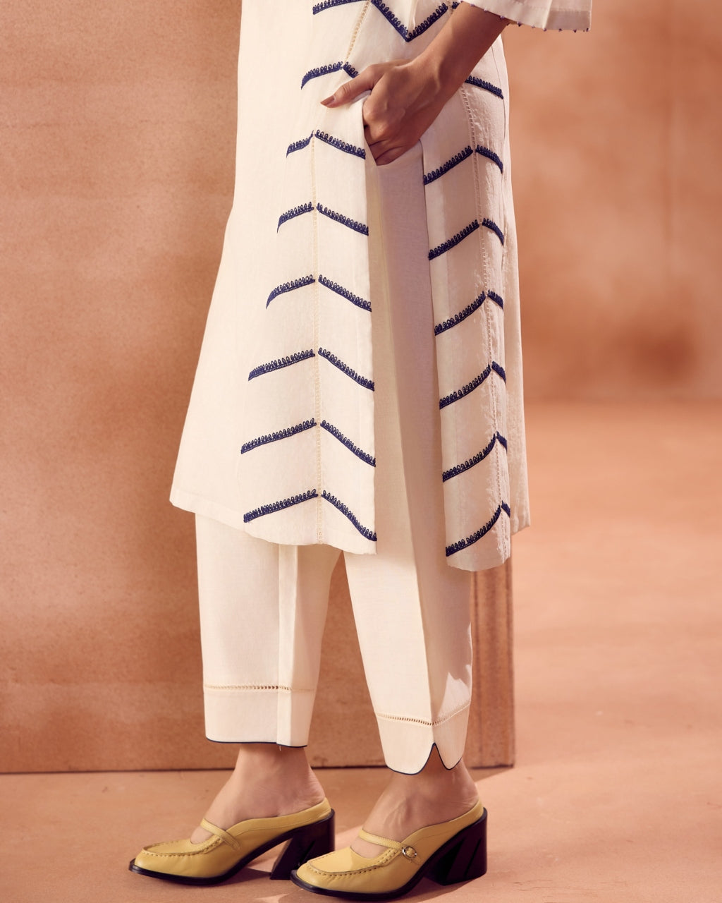 Ivory/Blue Kurta Set