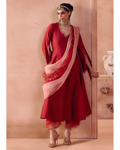 Maroon Anarkali Set