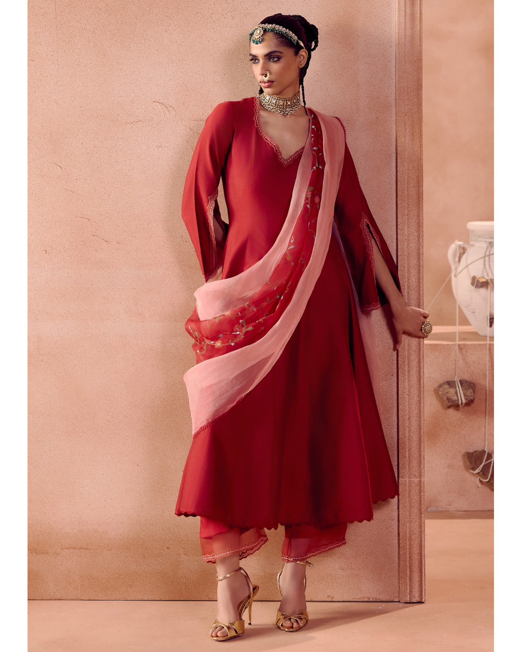 Maroon Anarkali Set