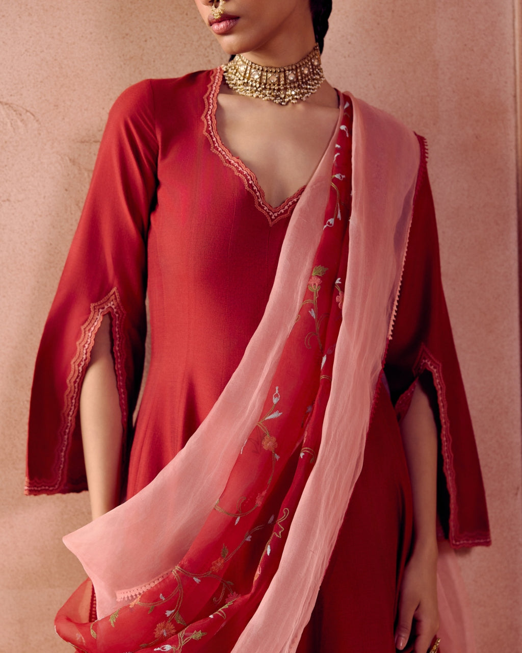 Maroon Anarkali Set