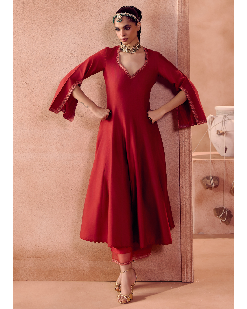 Maroon Anarkali Set
