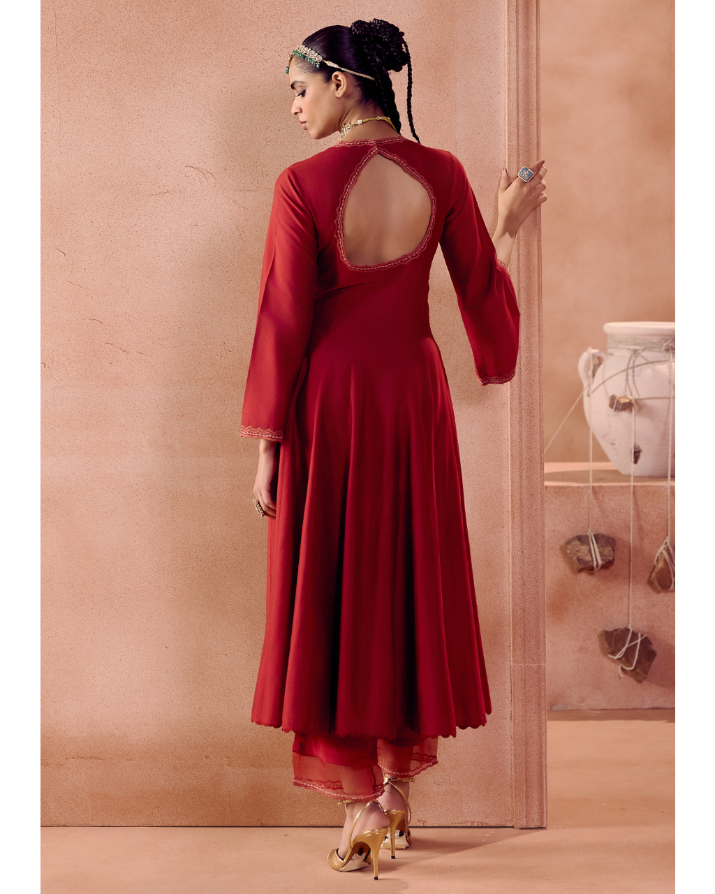Maroon Anarkali Set