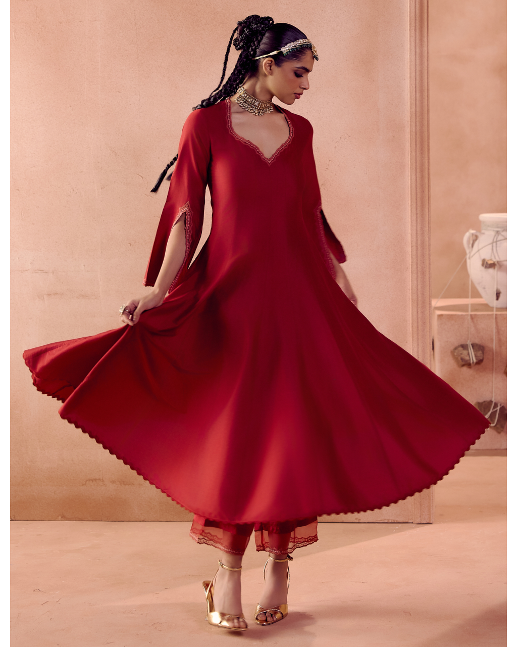 Maroon Anarkali Set
