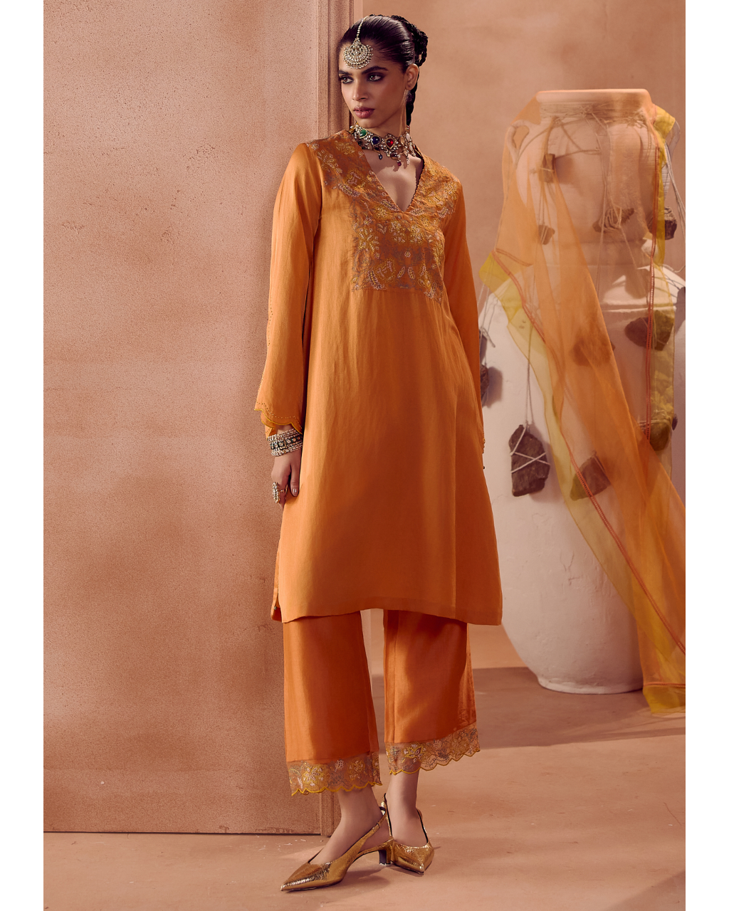 Rust Orange Kurta Set
