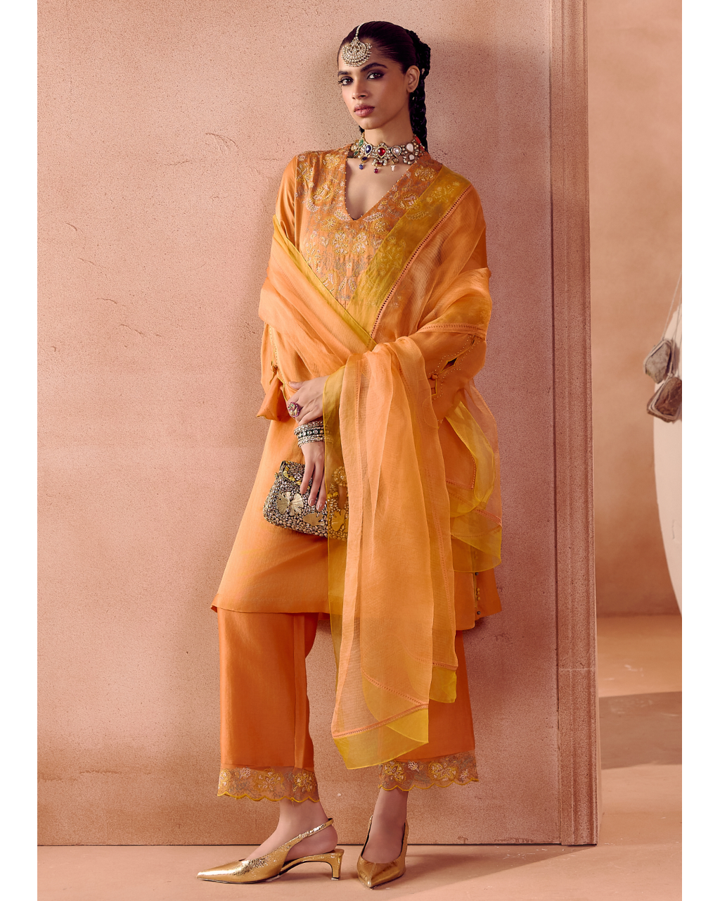 Rust Orange Kurta Set