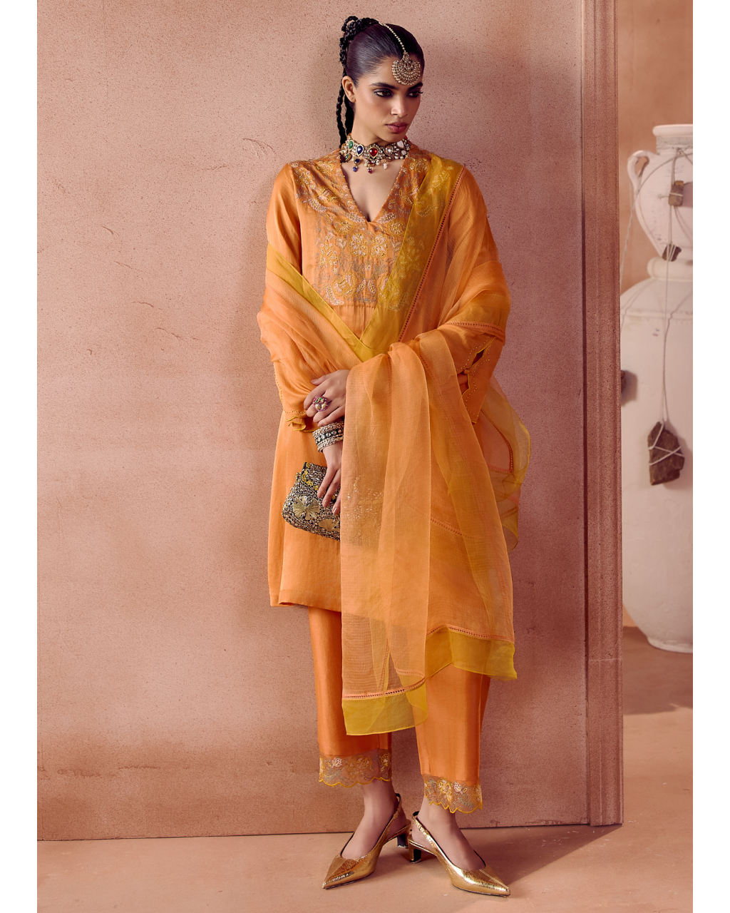 Rust Orange Kurta Set