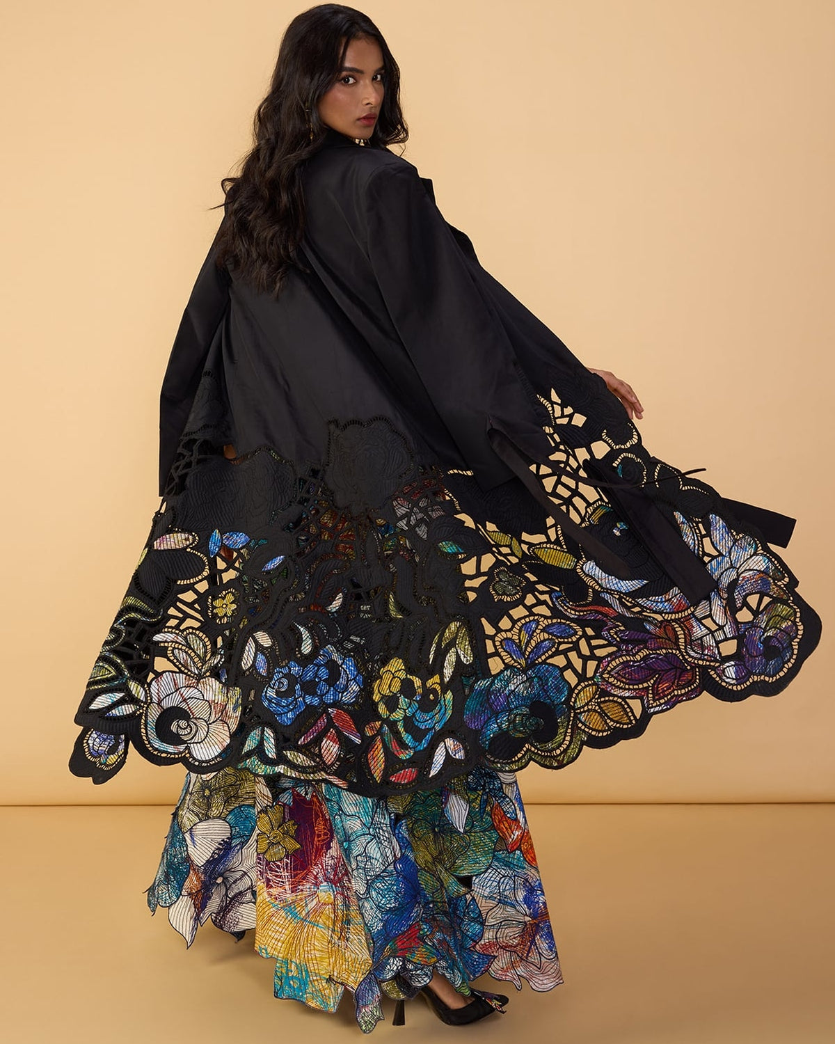 Denzel Trench & Larissa Corset Blouse With Zoya Lehenga Skirt