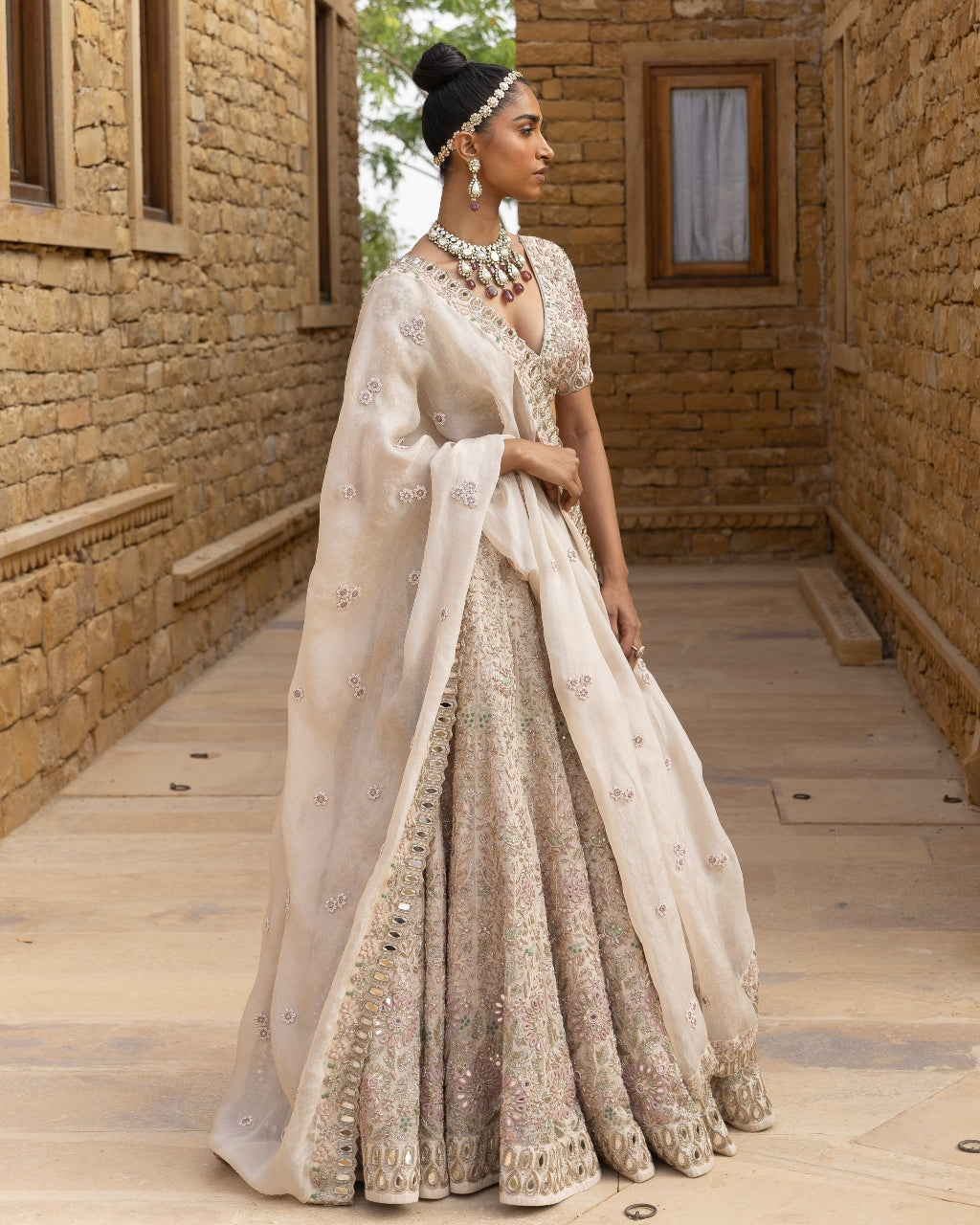 Coconut & Gold Lehenga Set