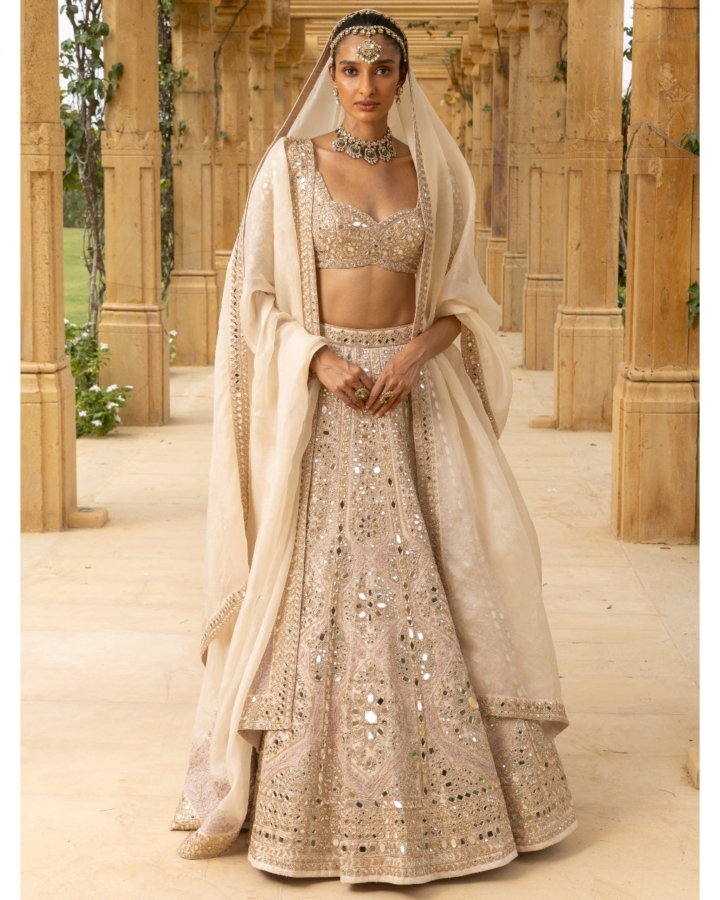 Rose Gold Coconut Embroidered Lehenga Set