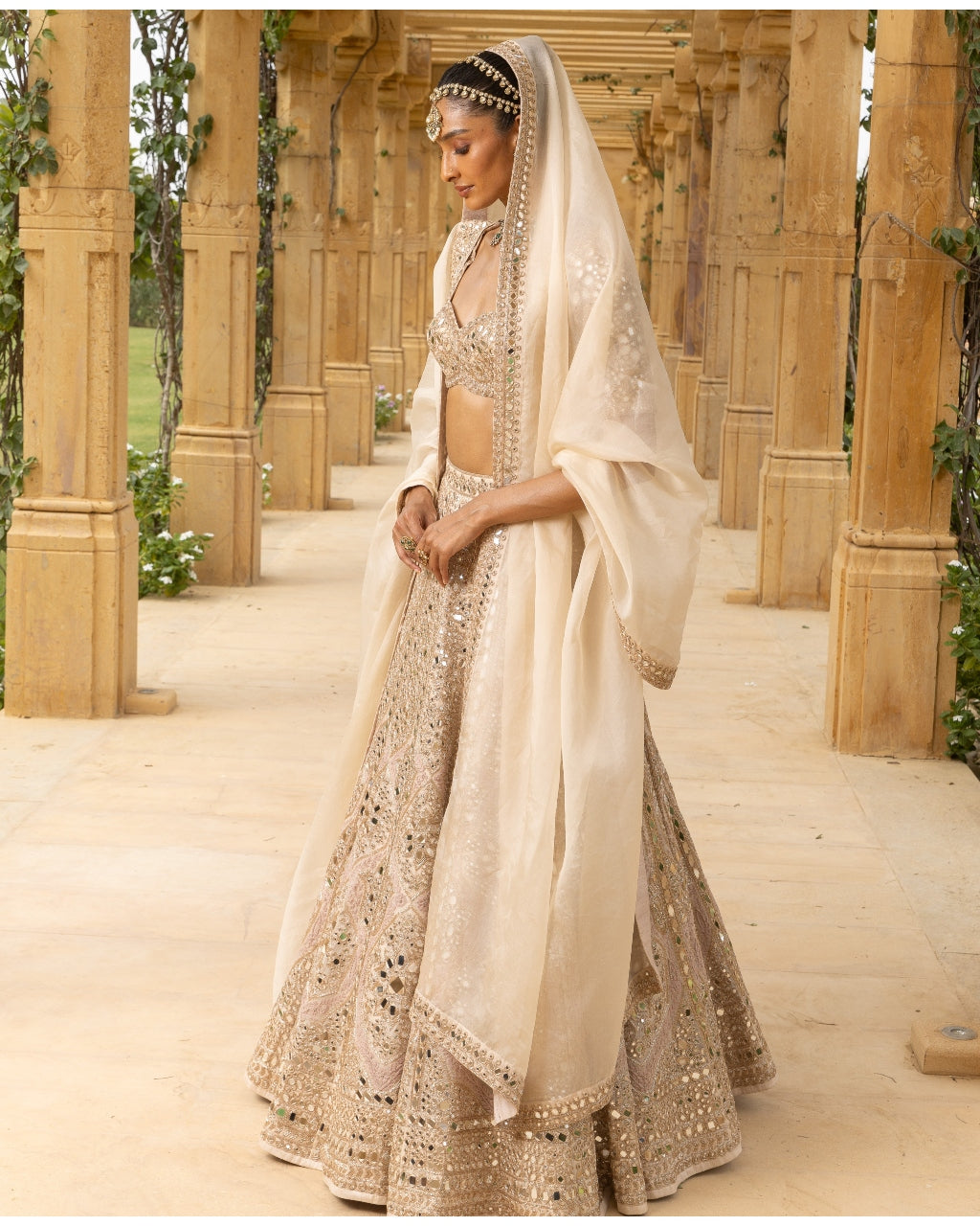 Rose Gold Coconut Embroidered Lehenga Set