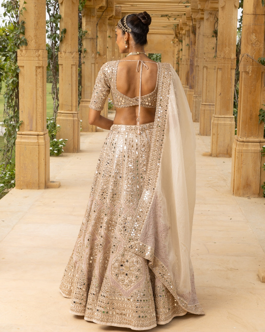 Rose Gold Coconut Embroidered Lehenga Set