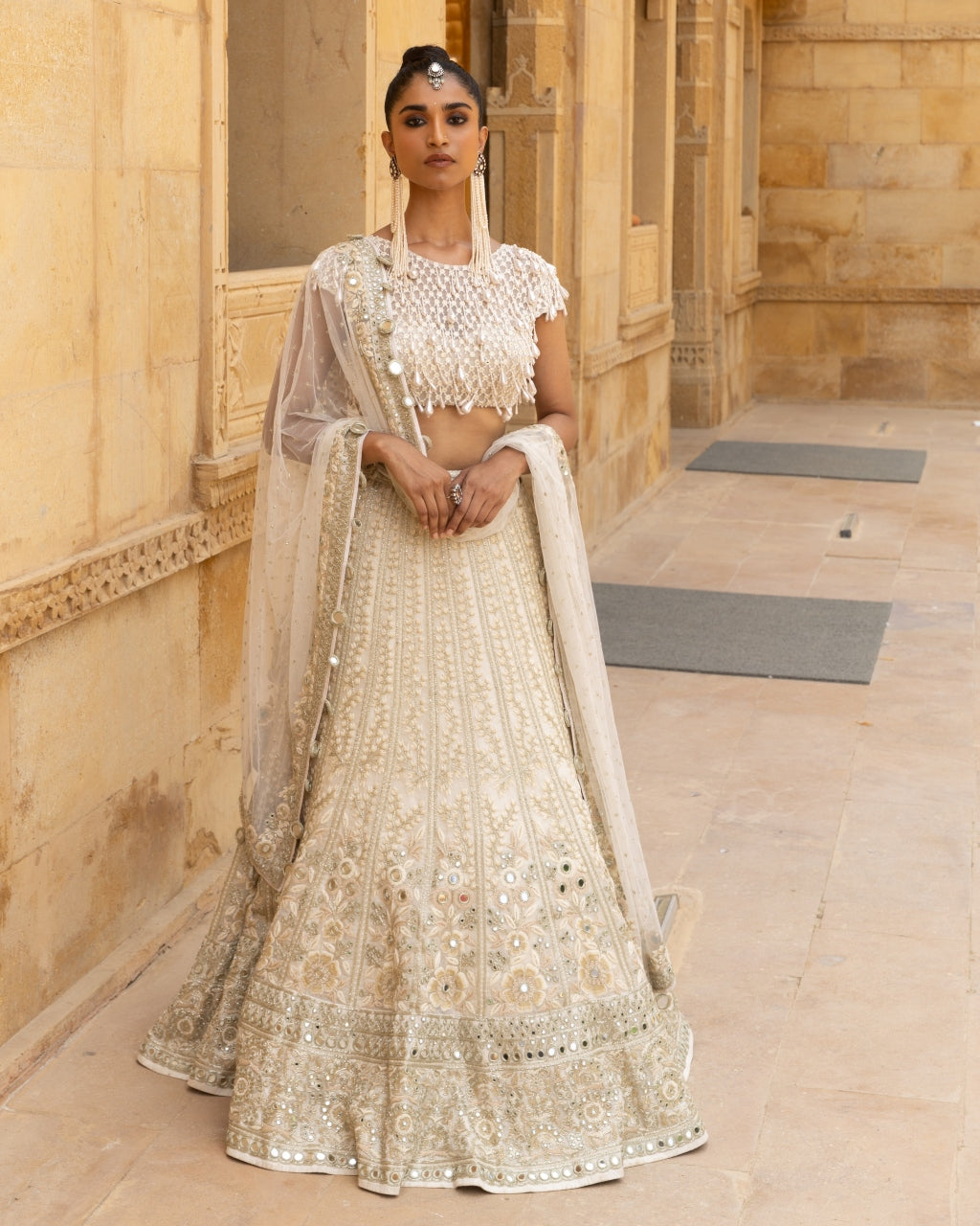 Vanilla Pani Gold Embroidered Lehenga Set