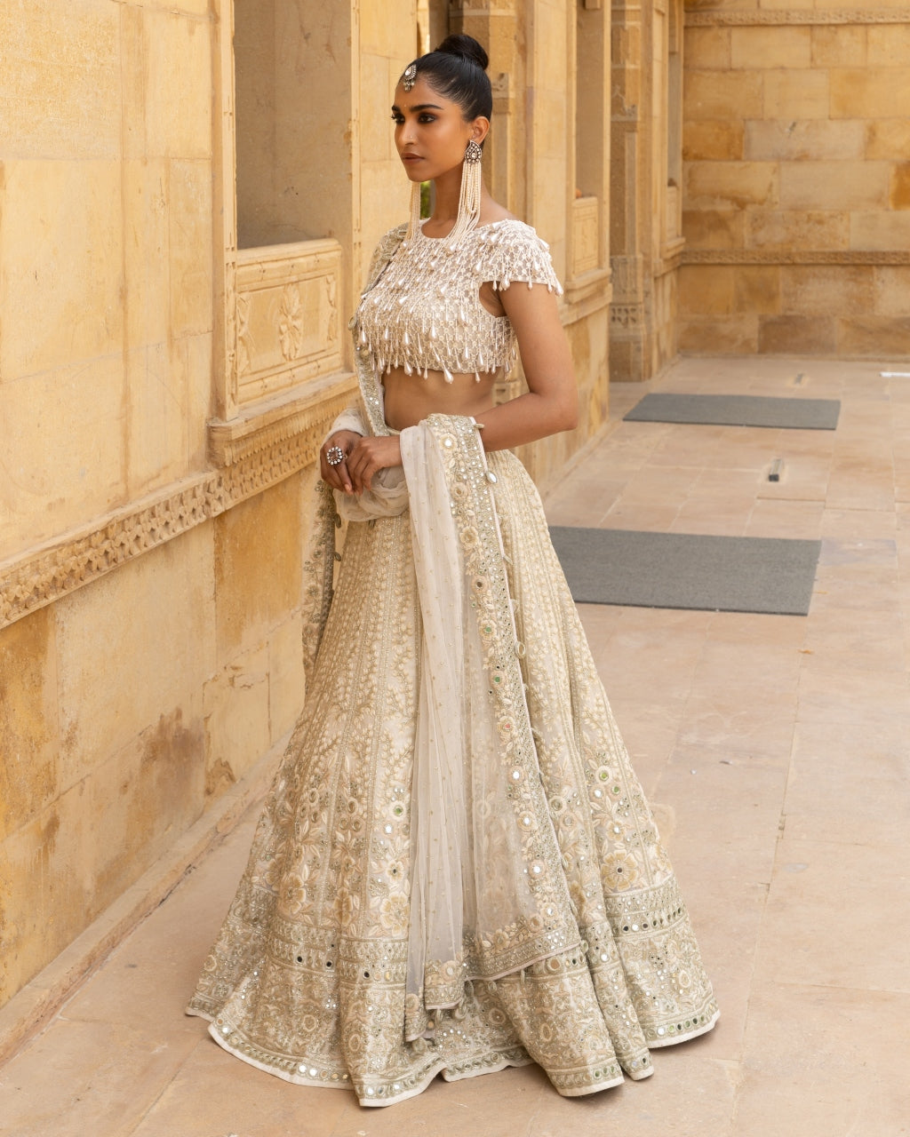 Vanilla Pani Gold Embroidered Lehenga Set