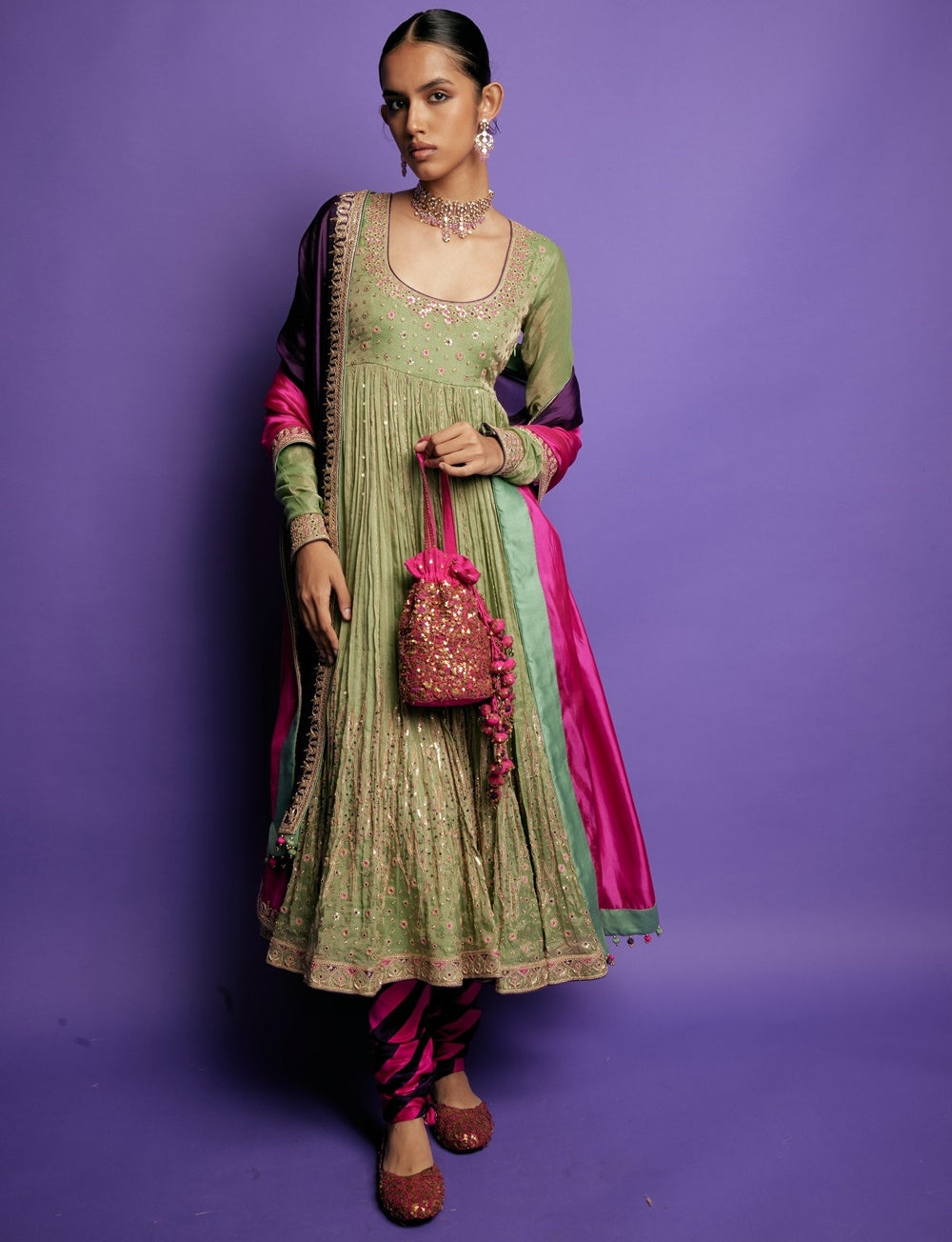 The Pakeezah Tissue Anarkali Set