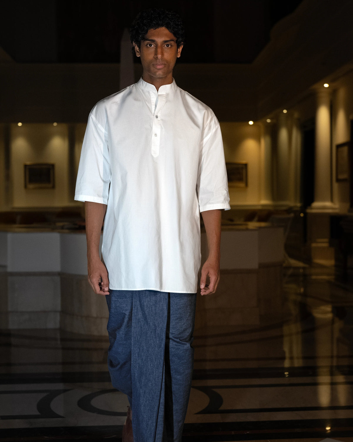 Patchwork Blazer Dhoti Three-Piece Set
