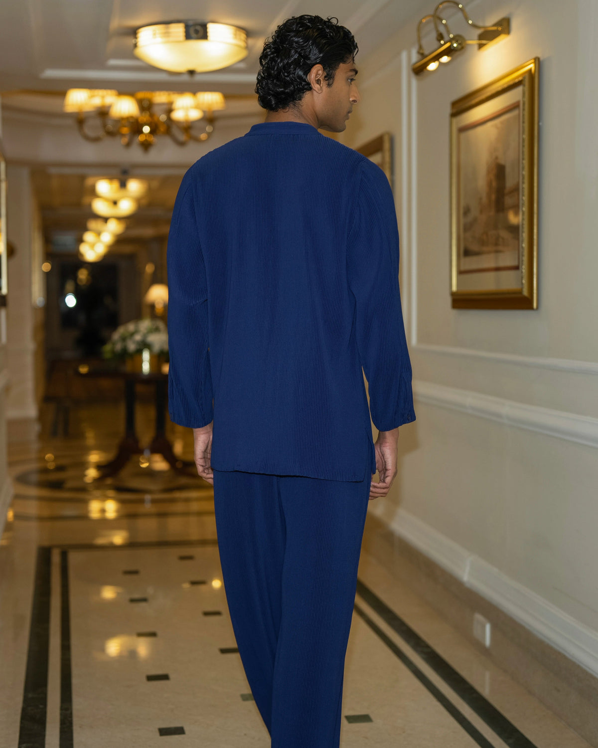 Royal Blue Bandhgala Shirt Set