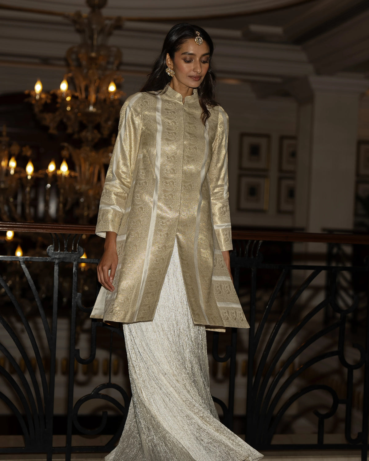Ivory Brocade Jacket Skirt Set