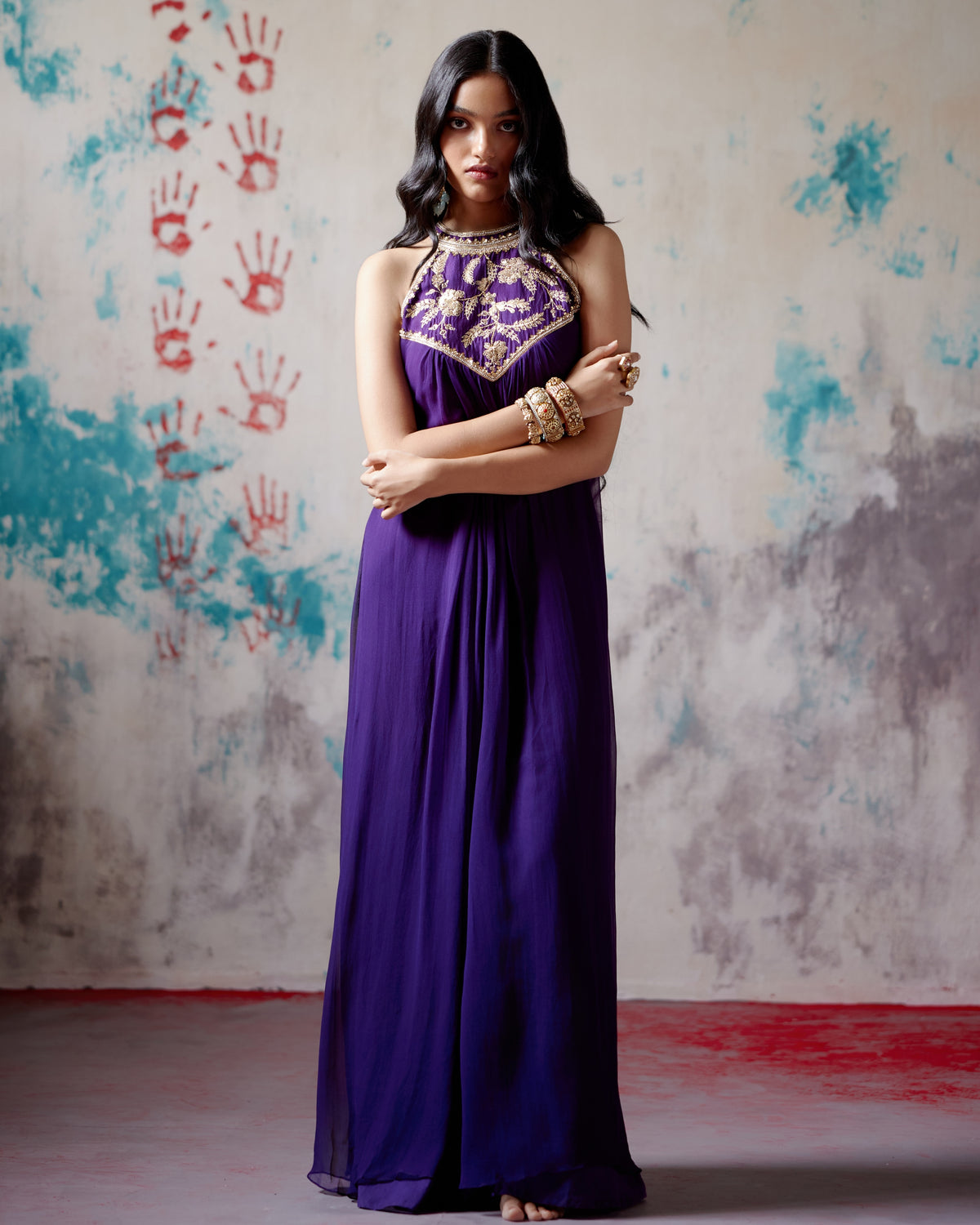 Purple Halter Neck Dress