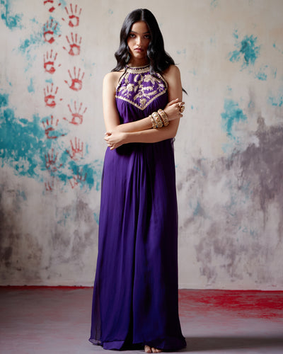 Purple Halter Neck Dress