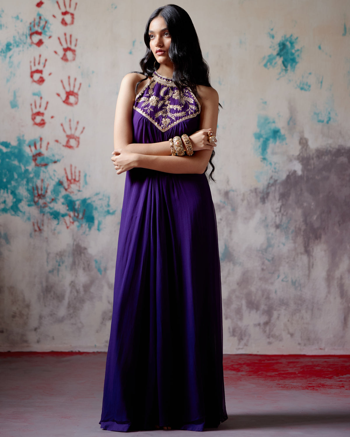 Purple Halter Neck Dress