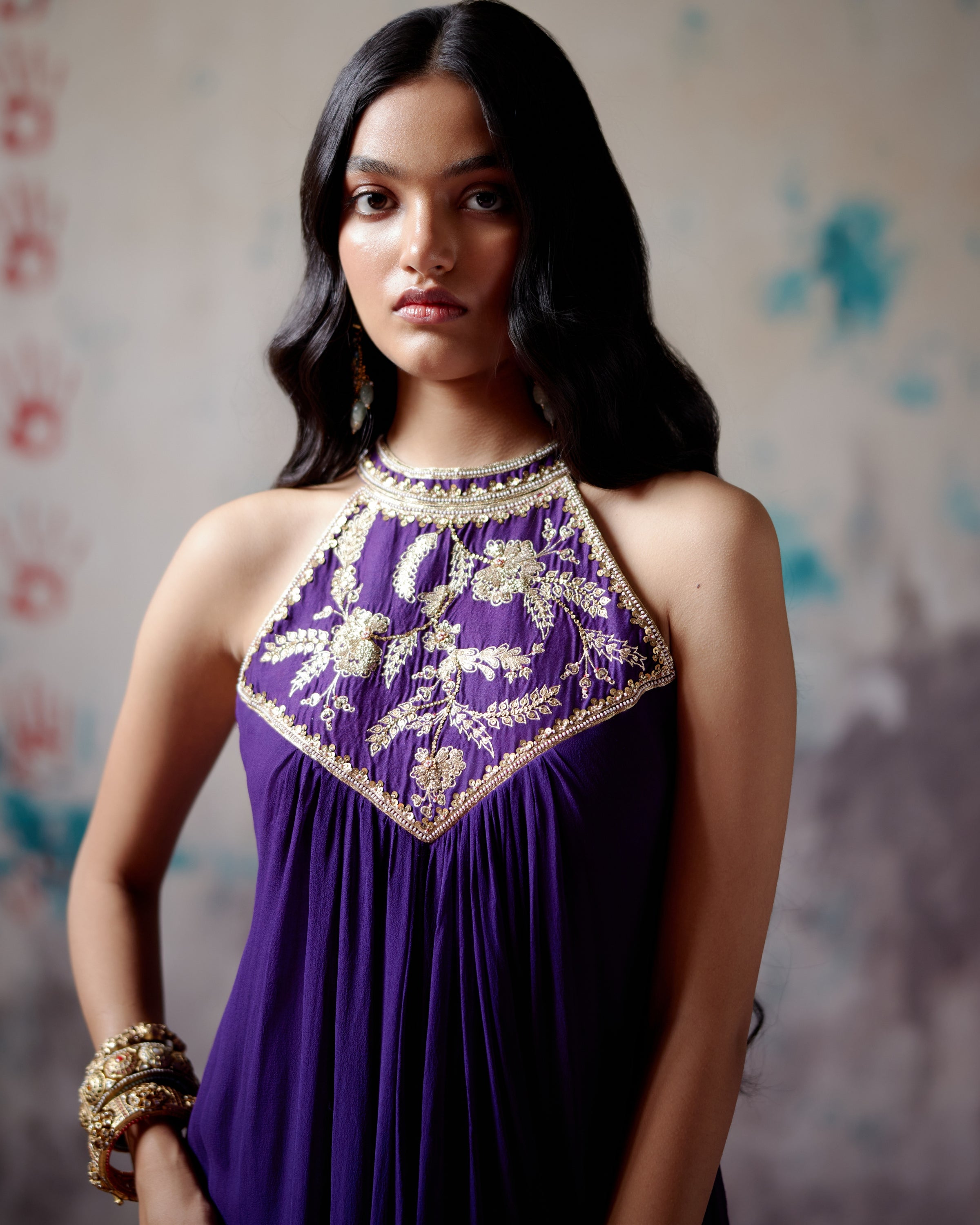 Purple Halter Neck Dress