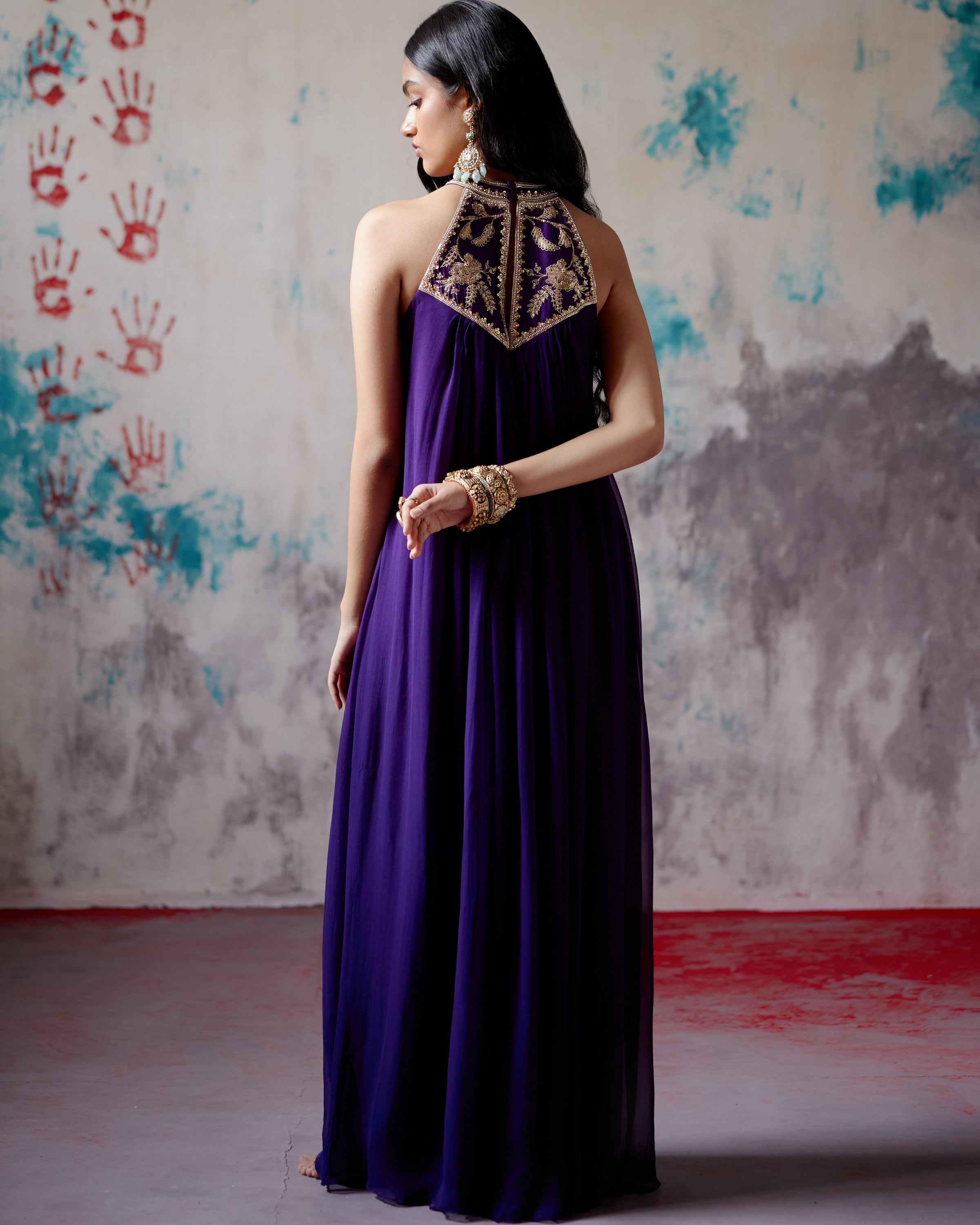 Purple Halter Neck Dress