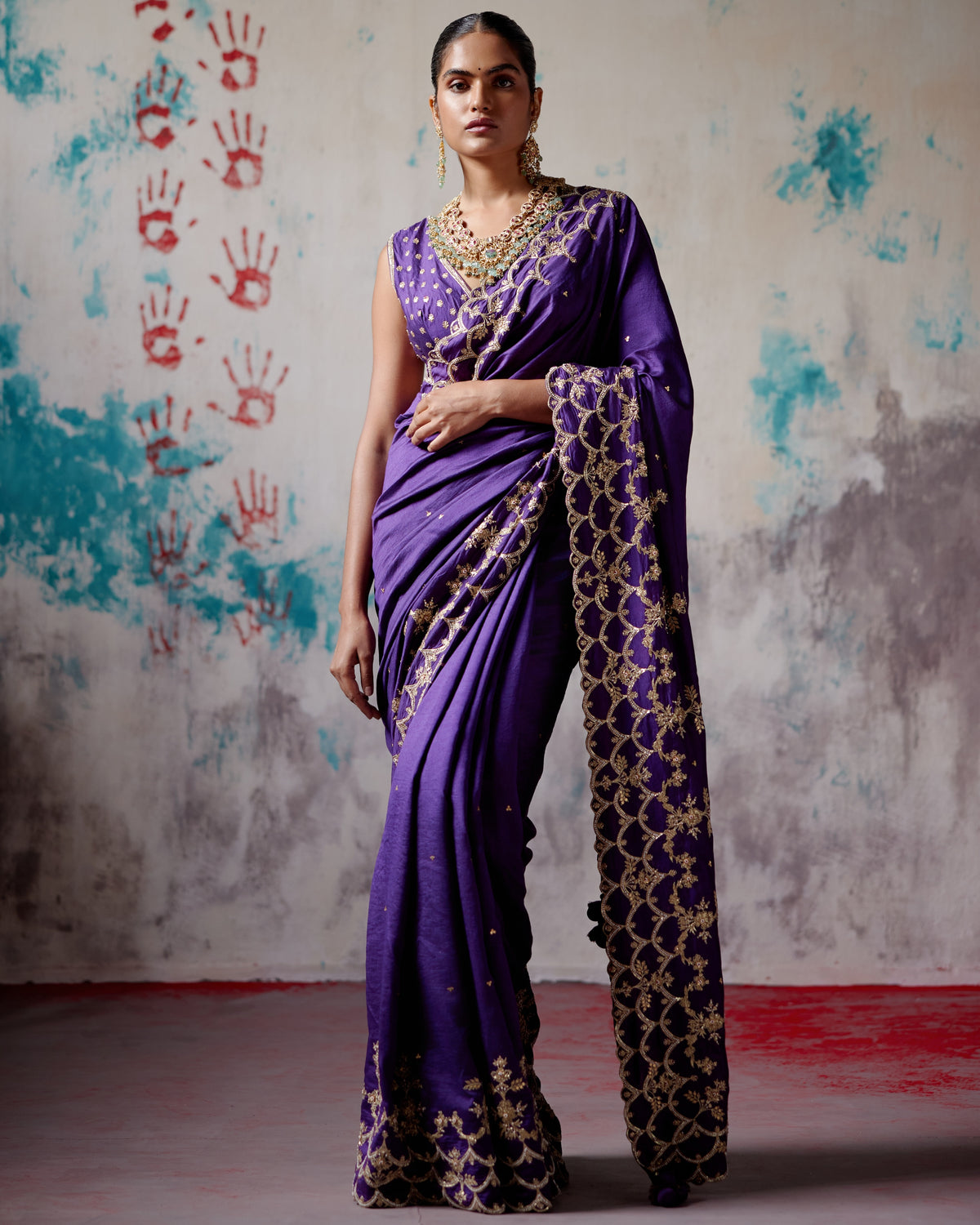 Purple Silk Sari With Blouse