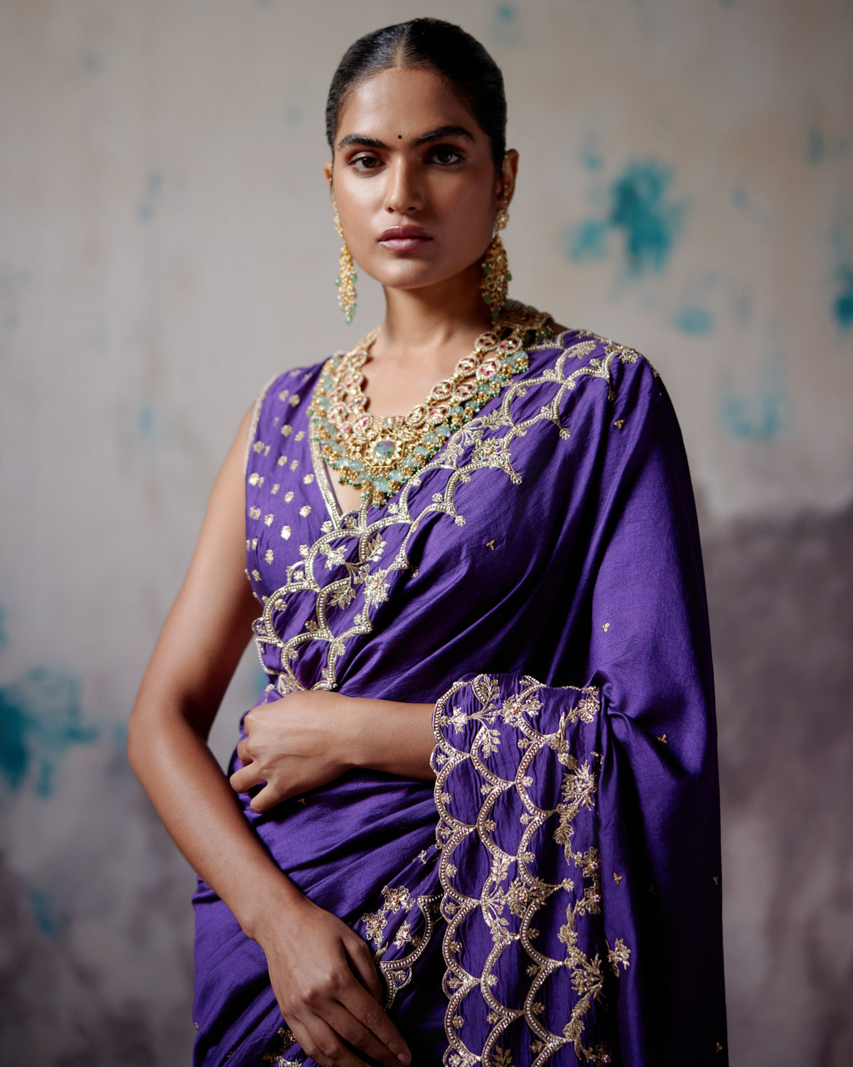 Purple Silk Sari With Blouse