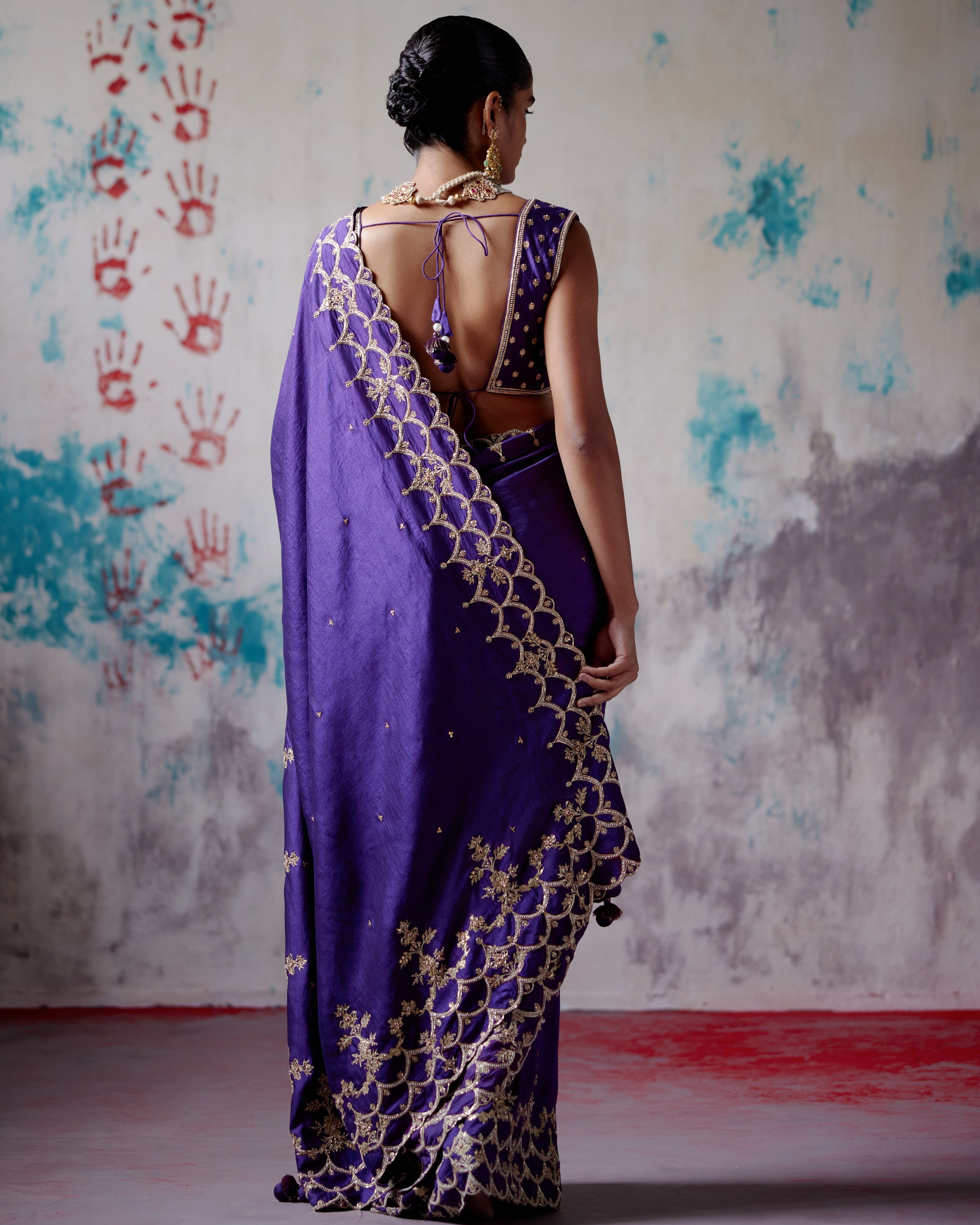 Purple Silk Sari With Blouse