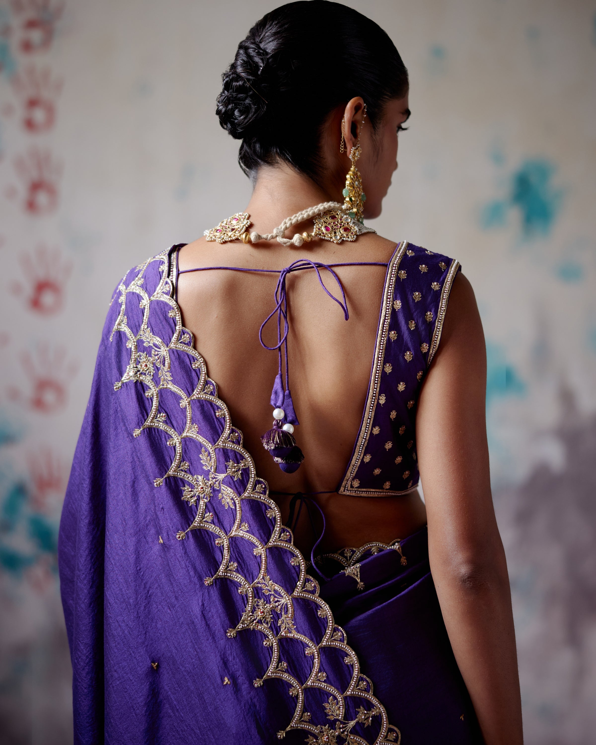 Purple Silk Sari With Blouse