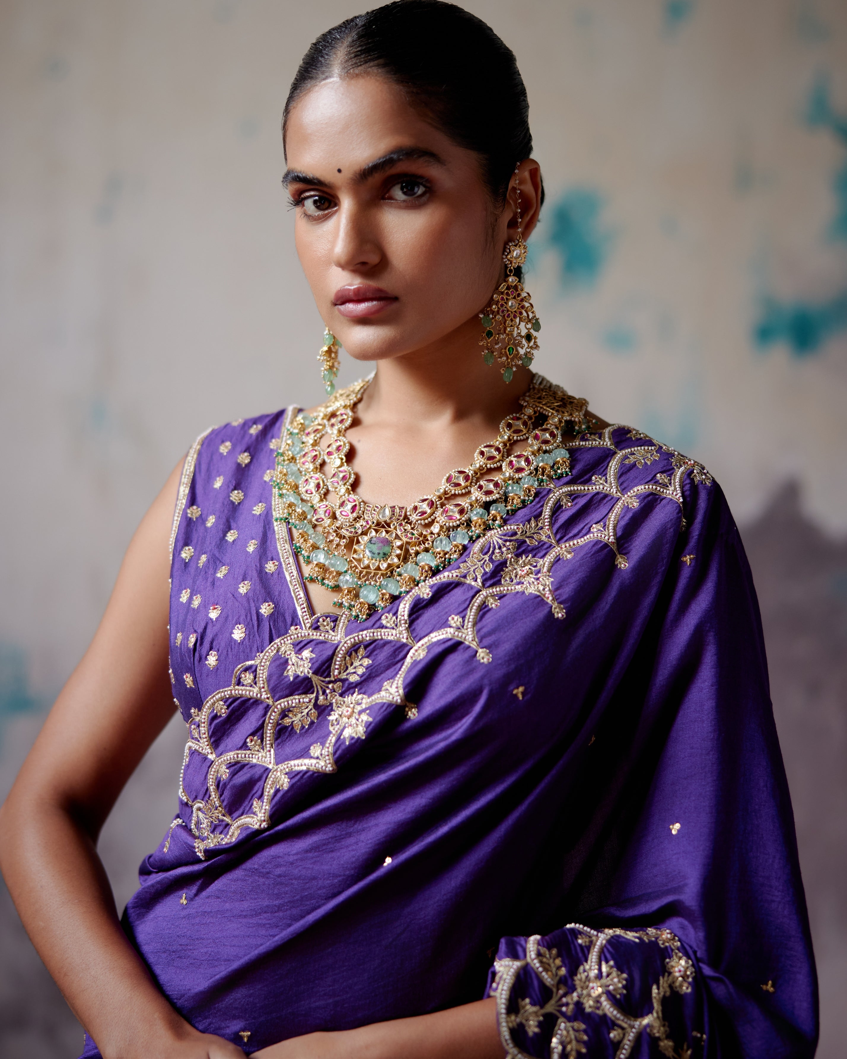 Purple Silk Sari With Blouse