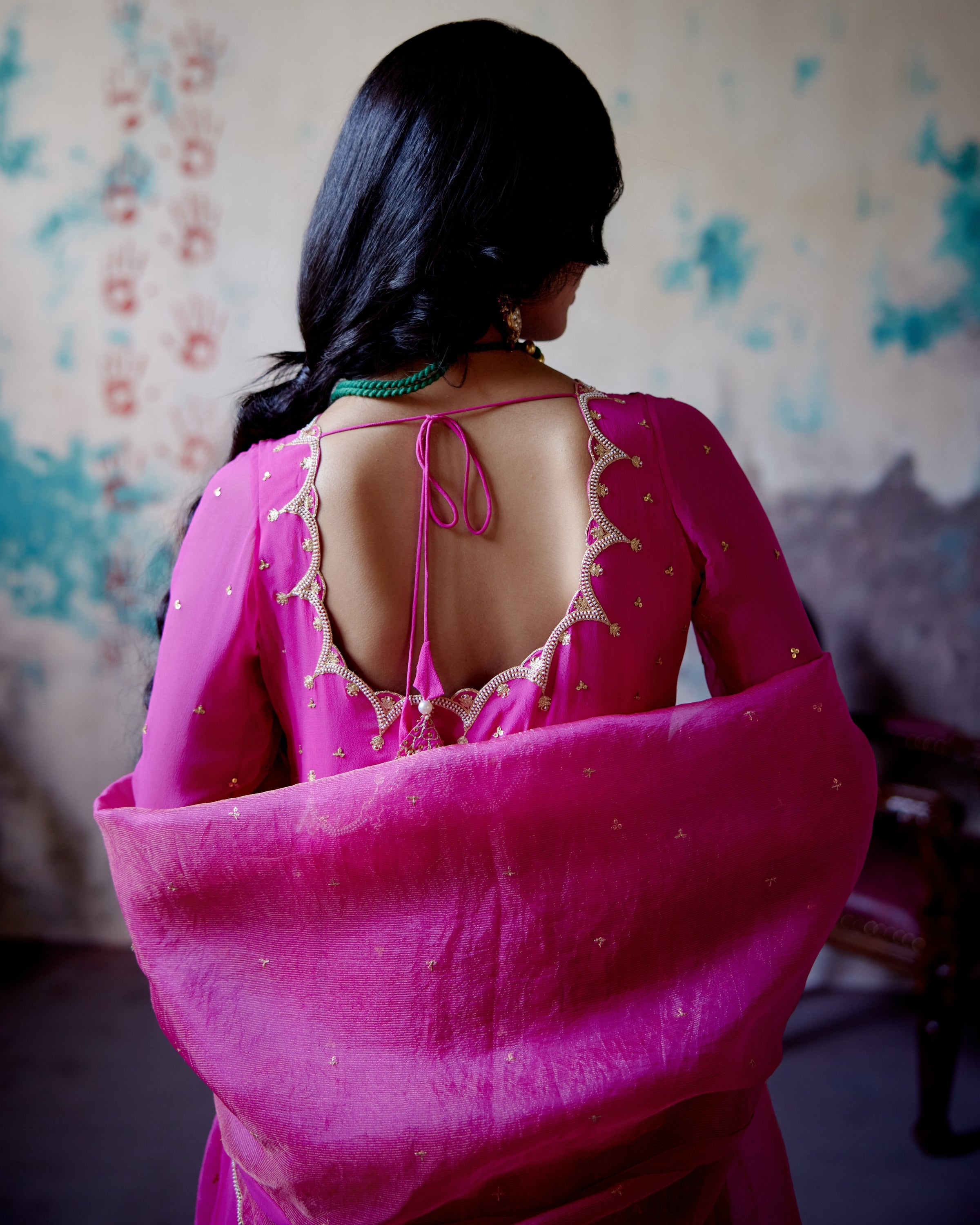 Fuchsia Pink Gather Anarkali Set