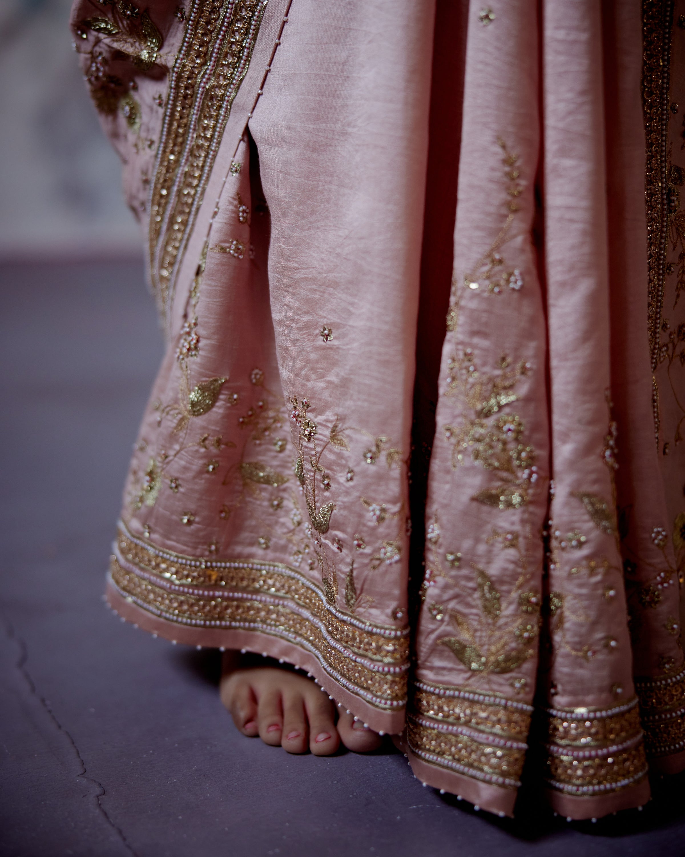 Soft Peach Jaal Embroidered Sari With Blouse