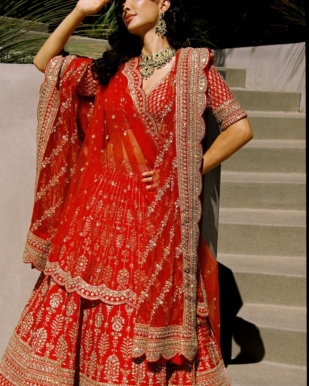 Red Loop Lehenga Set