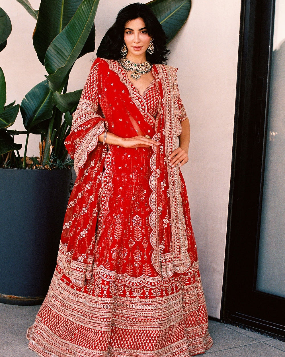 Red Loop Lehenga Set
