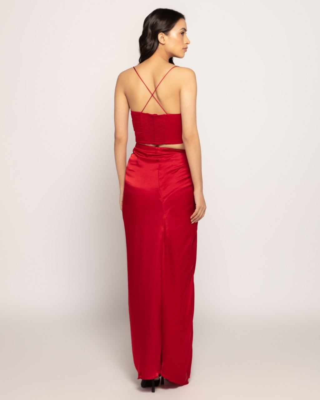 Embroidered Bustier With Draped Asymmetric Skirt Set