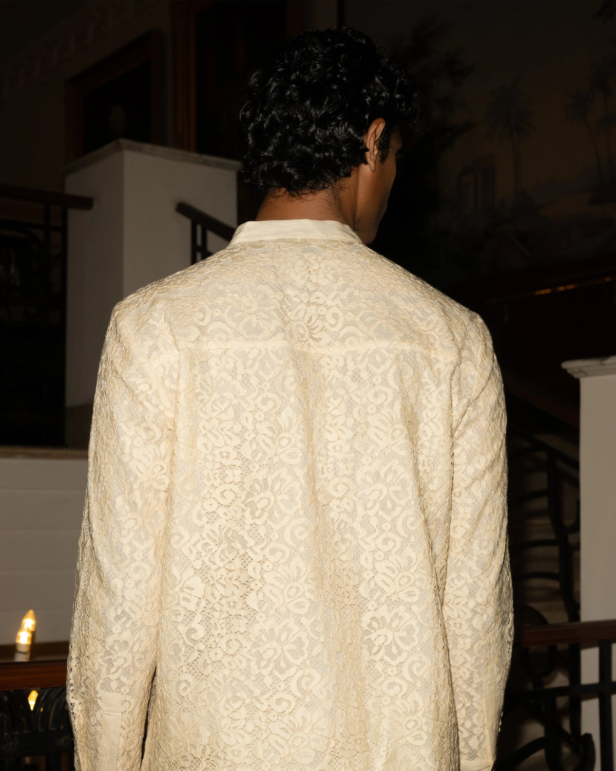Ivory Pintuck Lace Kurta Set