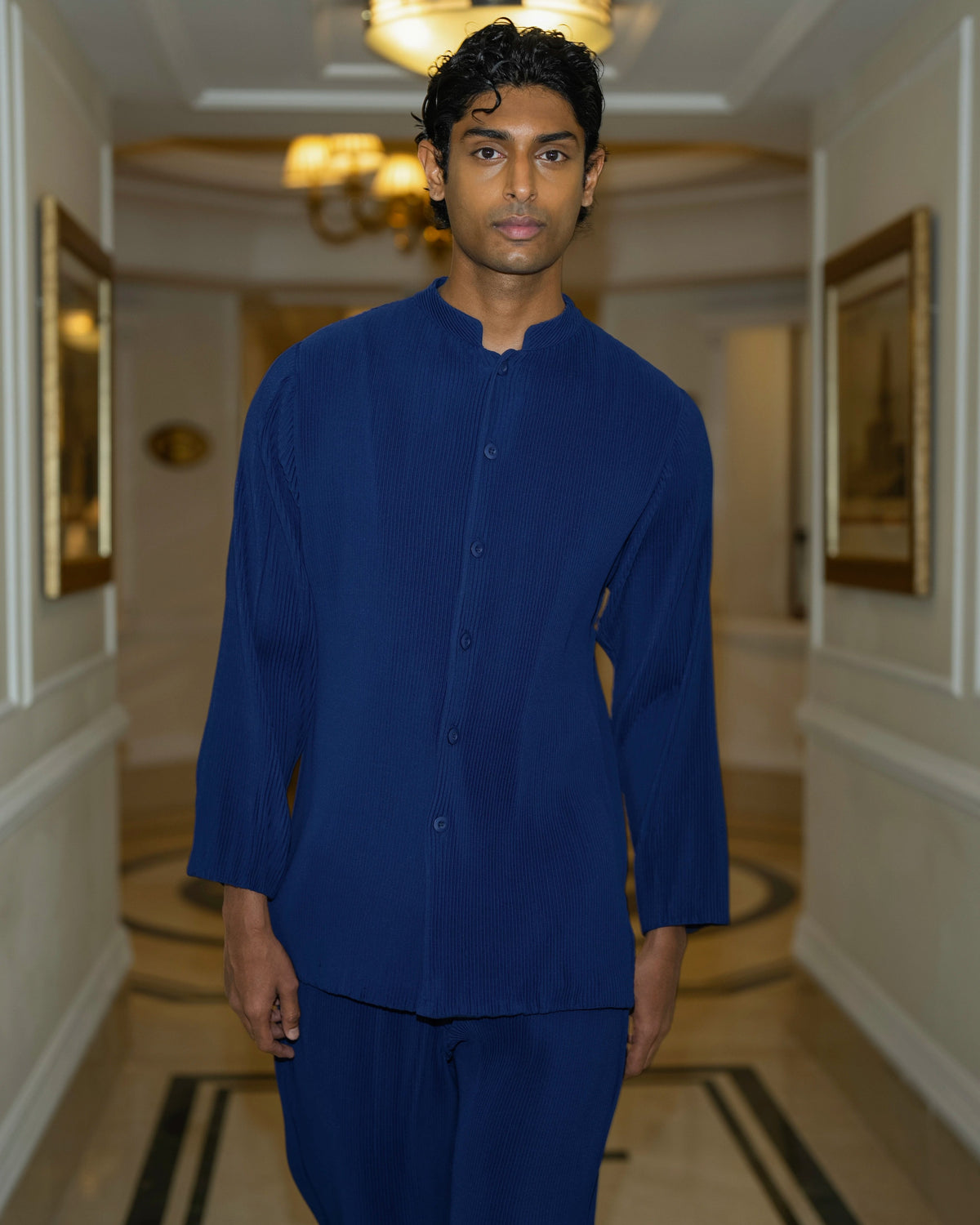 Royal Blue Bandhgala Shirt Set